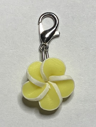 YELLOW FRANGAPANI CHARM WITH LOBSTER CLASP~#2~FREE SHIPPING!