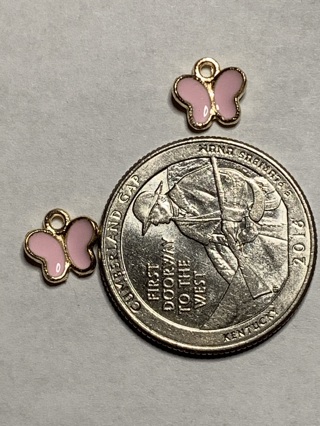BUTTERFLY CHARMS~#47~PINK~SET OF 2~FREE SHIPPING!