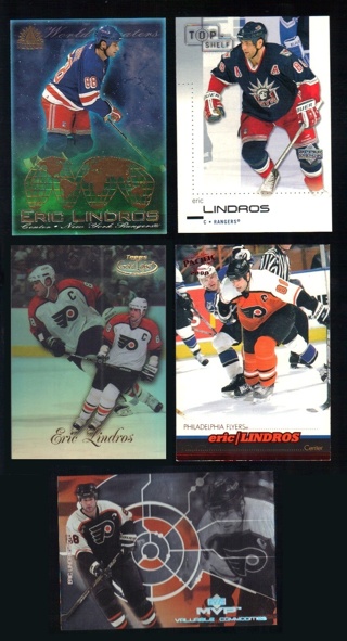 Eric Lindros 5 Different Cards - NY Rangers Philadelphia Flyers 