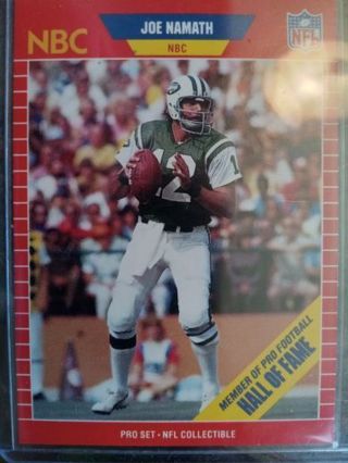 1989 NFL PRO SET HALL OF FAMER JOE NAMATH NEW YORK JETS FOOTBALL CARD# 25