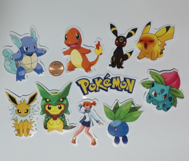 10 Pokémon Stickers, NEW, Unused