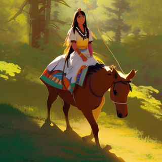 Listia Digital Collectible: Beautiful Native Riding Her Horse