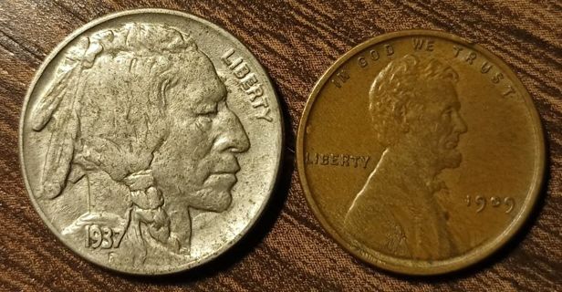 1909-VDB & 1937 USA Coins Full bold dates!