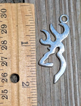 2" Browning Deer Charm DOUBLE SIDED Silvertone   Scrapbooking  Pen Pal  Card Making Jewerly Crafting