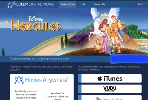Disney Hercules HD Digital Code