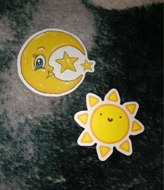 2pc sun moon stickers medium/large sz