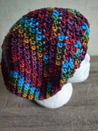 Hand Crocheted Multicolor Slouch Hat 