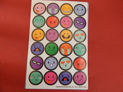 Sheet of  SMILEY FACE MOODS stickers--NEW