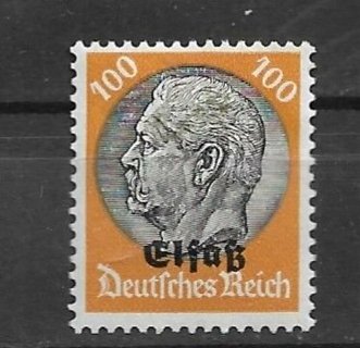 1940 France ScN42 100pf German Occupied Alsace MH with gum fault