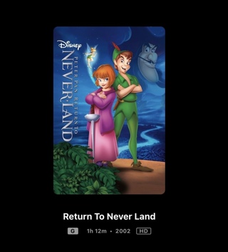 Disney Return to Neverland Digital Movie Code