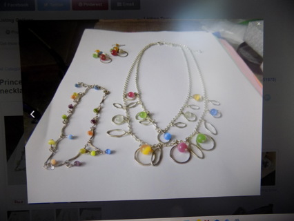 Princess Jewelry Designer set double strand cats eye necklace bracelet, earrings