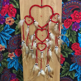 NEW Heart 29.5" Mystic Art Pattern Ornament Dream Catcher Feathers Heart Love Soul