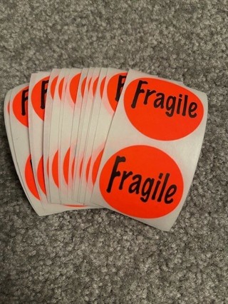 50 (fifty) 1 1/2" round FRAGILE stickers/labels