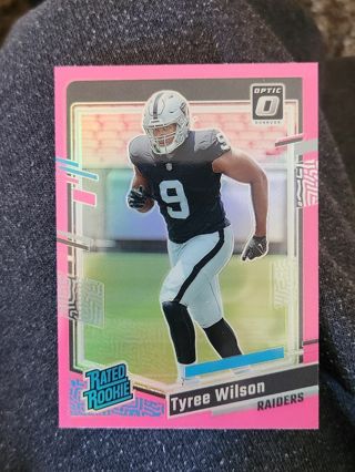 Las Vegas Raiders Tyree Wilson Pink Refractor Rookie Football Card