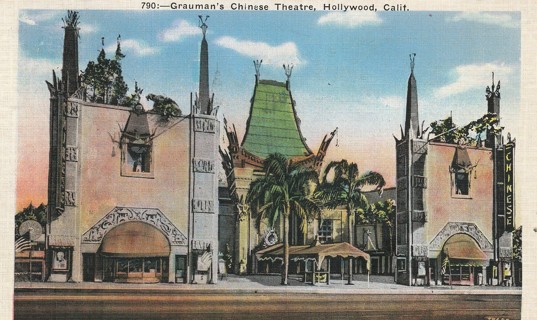 Vintage Used Postcard: 1936 Grauman's Chinese Theatre, Hollywood, CA