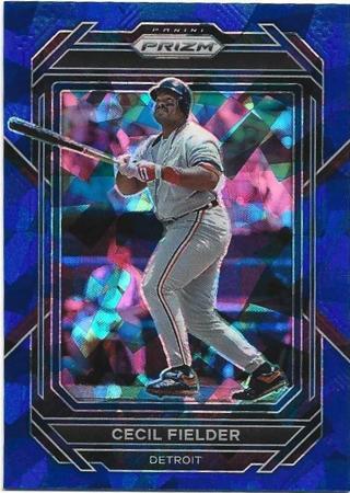 2023 PRIZM CECIL FIELDER BLUE CRACKED ICE PRIZM REFRACTOR CARD