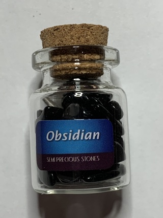 BLACK OBSIDIAN~BOTTLE OF SEMI-PRECIOUS STONE CHIPS~FREE SHIPPING!