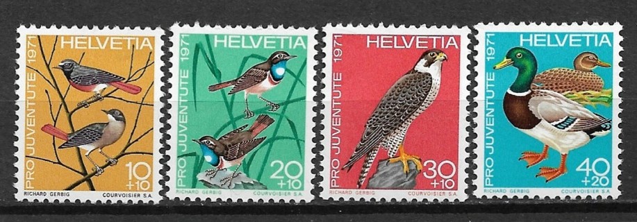 1971 Switzerland ScB402-5 Complete Pro Juventute/Birds set of 4 MNH