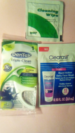 3 small packs of personal care 