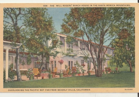 Vintage Unused Postcard: s: Will Rogers Ranch in Santa Monica Mountains