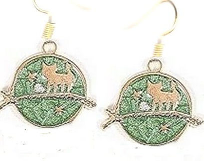 GP Green Enamel Cat on a Branch Earrings (PLEASE READ DESCRIPTION