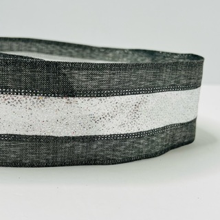 Gray & Silver Glitter 2.5” Wire Edge Ribbon 