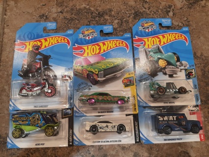 6 Hot Wheels including 1 Treasure Hunt