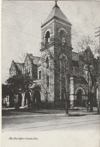 Vintage Unused Postcard: b&w: The Post Office, Canton, OH