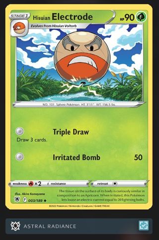 2022 Pokémon "Hisuian Electrode" #003/189 Card