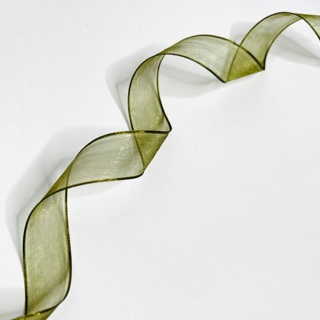 Olive Green Organdy 7/8” Wide Wire Edge  Ribbon