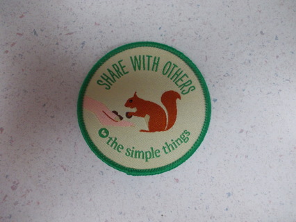 SQUIRREL Share with Others the Simple Things Iron-On Patch