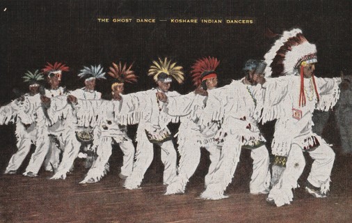 Vintage Unused Postcard: (i): Linen: Ghost Dance, Koshare Indian Dancers