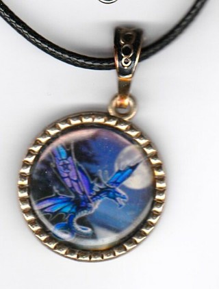 24-INCH BLACK CORD DRAGON MOON NECKLACE (PLEASE READ DESCRIPTION) 