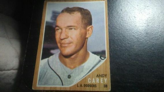 1961/1962 TOPPS ANDY CAREY LOS ANGELES DODGERS BASEBALL CARD# 418 HAS CONDITION ISSUES