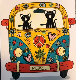 PEACE vw van - 3 x 4 MAGNET - GIN ONLY