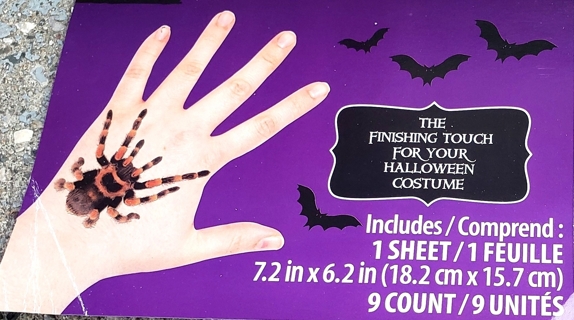 HALLOWEEN THE FINISHING TOUCH FOR YOUR HALLOWEEN COSTUME 9 SPIDER DECALS