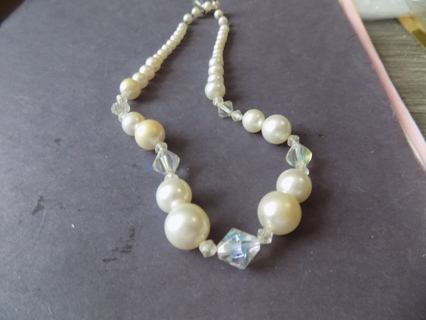 vintage white pearls and aurora borealis lantern shape beads