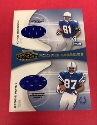 2001 Playoff Honors jersey dual relic card Reggie Wayne card