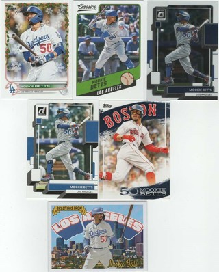 Awesome Set of 6 Mookie Betts LA Dodgers w/2 Inserts!