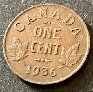 Canada 1936 1 Cent Coin collectable 