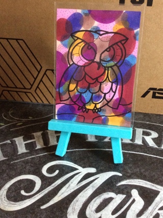 Owl Design original drawing aceo