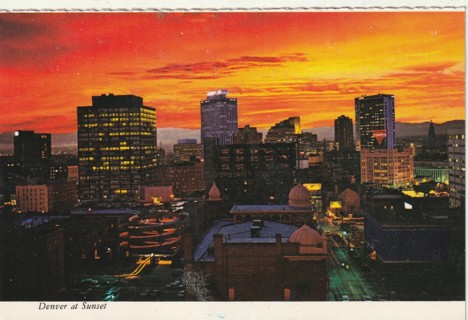 Vintage Unused Postcard: (b1): Denver, CO at Sunset