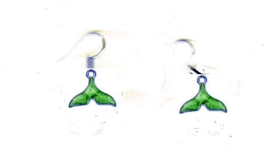 GP ENAMEL GREEN FISH TAIL EARRINGS (PLEASE READ DESCRIPTION