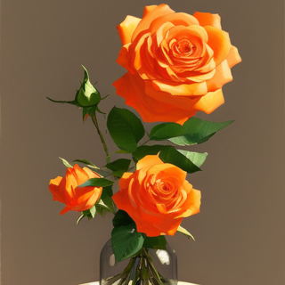 Listia Digital Collectible: Orange Roses In Elegant Vase