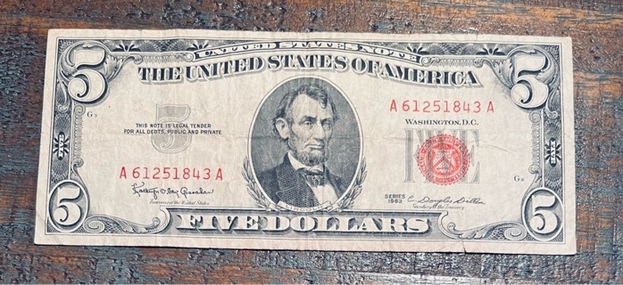 Vintage Series 1963 Red Seal Five Dollar Bill