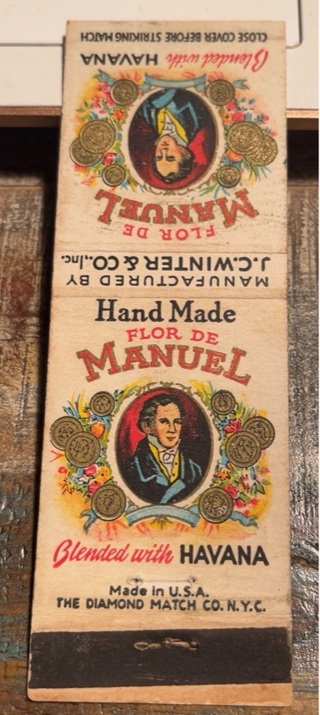 Vintage 1930’s Flor De Manuel Cigar Matchbook Cover