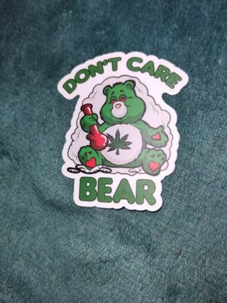 MATTE PRINTED WATERPROOF STICKER 3X3 INCHES DON'T CARE WEED BEAR