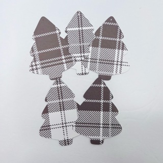 Gray Plaid Christmas Tree Gift Tag Card Stock Shapes 