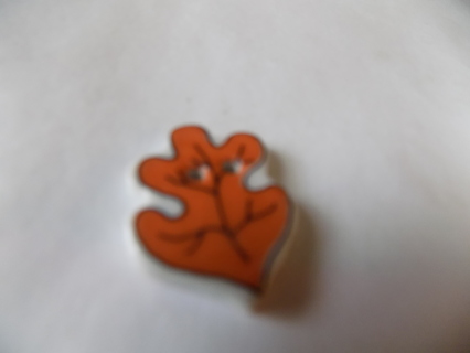 one inch orange oak leaf shape button