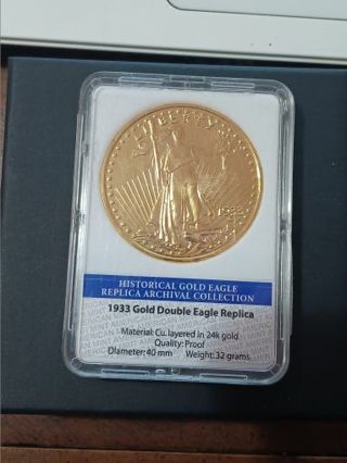 1933 Gold Double Eagle Replice. Proof and 24kt gold clad